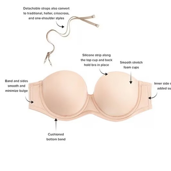 Wacoal Bra 42D Red Carpet silicon gripping convertible removable straps $76 - Picture 8 of 15
